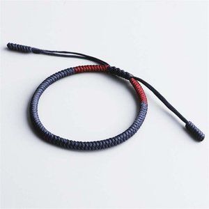 Good Lucky Charm Handmade Buddhist Adjustable Knots Cotton Crimson Thread Bangle